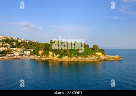 Mala Plaza Strand in Ulcinj, Adriaküste, Montenegro Stockfoto