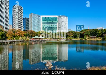 Tokyo Hamarikyu Gärten Japan City Park Hama Rikyu Japanische Gärten Stockfoto