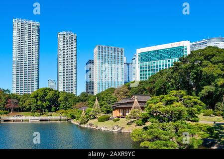 Japanische Gärten Hamarikyu Gärten Tokyo Japan City Park Hama Rikyu Stockfoto