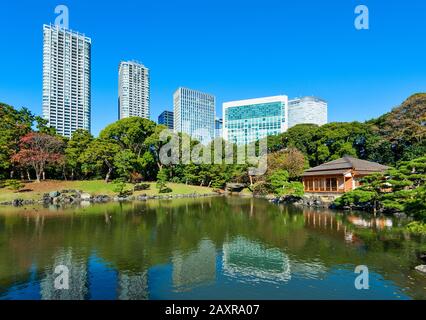 Japanische Gärten Hamarikyu Gärten Tokyo Japan City Park Hama Rikyu Stockfoto