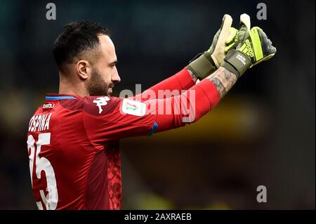 Mailand, Italien - 12. Februar 2020: David Ospina vom SSC Neapel feiert während des Coppa Italia Halbfinal-Fußballspiels zwischen dem FC Internazionale und dem SSC Neapel. SSC Neapel gewann 1:0 über den FC Internazionale. Kredit: Nicolò Campo/Alamy Live News Stockfoto