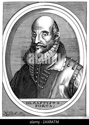 1600 Ca, ITALIEN: Der gefeierte italienische Philosoph, Universalgelehrte, Okkultist, Dramatiker und Alchemist GIOVANNI BATTISTA DELLA PORTA ( Vico Equense , 1535 Ca - Napoli, 1615 ). Graviertes Porträt von Nicolas de Larmessin (* 1632 in Paris; † 1694 in Paris) aus dem Jahr 1682. - FILOSOFO - FILOSOFIA - ALCHEMIE - ALCHIMIA - ALCHIMISTA - PHILOSOPHIE - THEATER - COMMEDIGOGRAFO - DRAMMATURGO - PLAYWRIGHTER - GIAMBATTISTA - GIOVAMBATTISTA - MATEMATICO - MATEMATICA - METEOLOGIA - METEOLOGO - METEOROLOGIE - ASTOLOSTOLOTORIE - ALOTROLOTRY - ORIE - ORIE - ALOSTOSTOSTORIE - ORIE - ALOSTOSTOTRY - ALOSTOSTATIA - ALOST - Gorgiera - Kragen - colletto - in Stockfoto