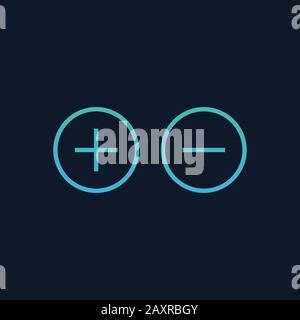 Plus minus und aktive passive Webtasten, Symbole hinzufügen oder löschen. Darstellung des Stock-Vektors auf blauem Hintergrund isoliert. Stock Vektor