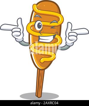 Süßes Maskottchen Cartoon-Design von Maishund mit Wink Eye Stock Vektor