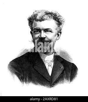 Ca, Paris, FRANKREICH: Der französische Maler Georges Jean-Marie Haquette (* um 1850 in Paris; † 1906 in Paris). Porträt von undentifiziertem französischen Graveur. - BELLE EPOQUE - KUNST - ARTI VISIVE - ARTE - Francia - PORTRÄT - RITRATTO - GESCHICHTE - FOTO STORICHE - Bart - Barba - Incisione - Illustrazione - Illustration -- Archivio GBB Stockfoto