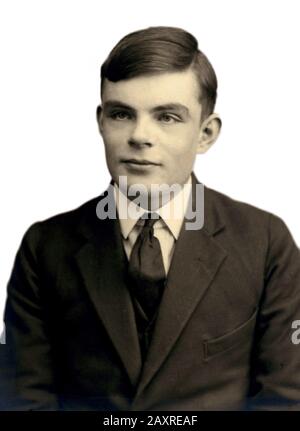 1930 Ca., GROSSBRITANNIEN: Der britische Mathematikhistoriker ALAN Mathison TURING (* 1912; † 1954) als junger Junge, Erfinder der Decodermaschine für DEN ENIGMA-CODE während des zweiten Weltkriegs, als Nazi-U-Boot Großbritannien blockierte. - COMPUTER - KRIEGSHELDEN - EROE DI GUERRA - MATEMATICO - MATEMATICA - INTELLIGENZA ARTIFICIALE - LGBT-OPFER - HOMOSEXUELL - HOMOSEXUALITÄT - Omosesuale - omosessualità - Porträt - Ritratto - Krawatte - Krawatte - Colletto - celebrità da giovane giovani ragazzo - Berühmtheiten Wann war jung --- Archivio GBB Stockfoto