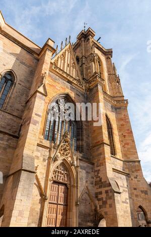 Frankreich, das Elsaß, Colmar, genannt Martinsmünster, die römische katholische (ehemalige) Kollegiatkirche Saint-Martin (Collégiale Saint-Martin) ist die dominierende Sackgasse Stockfoto