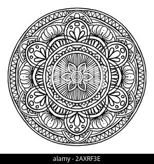 Umrisse Mandala dekoratives Rundornament, kann zum Färben von Büchern, Anti-Stress-Therapie, Grußkarte, Telefon-Case-Druck usw. Verwendet Werden. Handgezeichneter Stil Stock Vektor