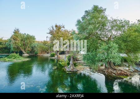 Landschaft aus der Lagune von Preveli, Teich, Crete, Griechenland Stockfoto