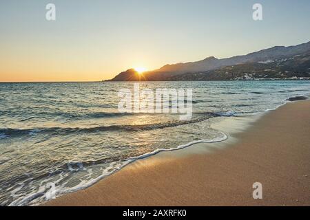 Landschaft von der Küste bei Plakias bei Sonnenuntergang, Crete, Griechenland Stockfoto