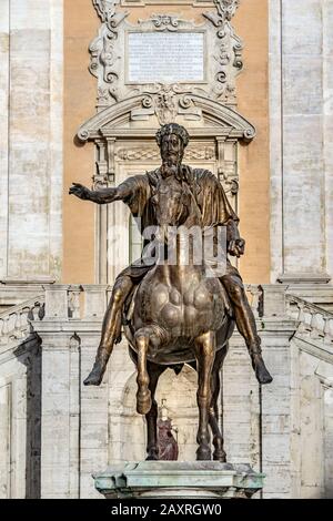 Statue Marc Aurel Kapitol in Rom, Latium, Italien Stockfoto