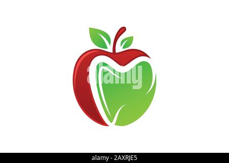 Das Symbol für das Symbol des dental-apple-Logos, das Symbol für das Zahnzahnarztbild mit den grünen apfel-zähnen Stock Vektor