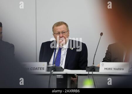 Tokio, Japan. Februar 2020. John Coates, Vorsitzender der Koordinationskommission des Internationalen Olympischen Komitees (IOC) für die Olympischen Spiele Tokio 2020, nimmt am 11. Projektprüfungstreffen zwischen dem Internationalen Olympischen Komitee (IOC) und dem Tokioter Organisationskomitee der Olympischen und Paralympischen Spiele (Tokio 2020) in Tokio, Japan, am 13. Februar 2020 Teil. Credit: Du Xiaoyi/Xinhua/Alamy Live News Stockfoto