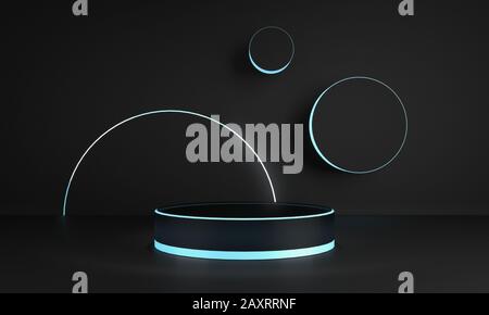 Standfuß für Display, Plattform für Design. 3D-Rendering. Stockfoto