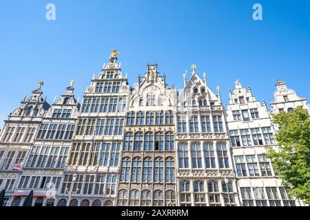 Guildhalls in Grote Markt von Antwerpen in Belgien. Stockfoto