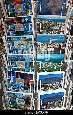 Souvenir, Postkarte, Display, Island, Europa Stockfoto