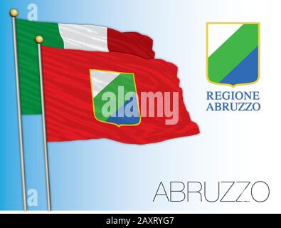 Abruzzen offizielle Regionalflaggen und -Wappen, Italien, Vektorillustration Stock Vektor