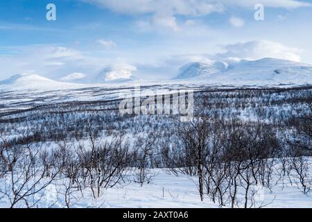 Schweden, Lappland, Winterlandschaft, Lappentor Stockfoto