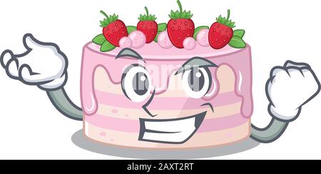 Cool selbstbewusst Erfolgreicher Erdbeerkuchen im Cartoon-Stil Stock Vektor