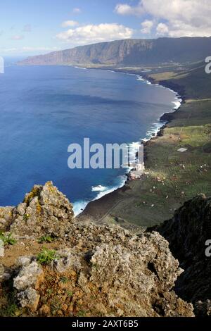 El Hierro, Aussichtszentrum Mirador de Bascos. El Golfo. Küstenlandschaft Stockfoto