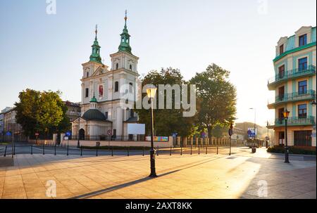 Krakow, Platz Matejko mit den Kirchen von St. Florian, Polen Stockfoto