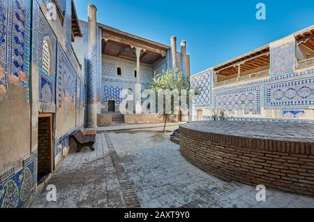 Innenhof des Palastes von Tash Khauli oder Toshhovli, Itchan-Kala, Khiva, Usbekistan, Zentralasien, Stockfoto