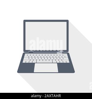 Symbol für offene Laptop-Vektoren, Abbildung flaches Notebook-Design, Symbol für das Konzept mobiler Computer Stock Vektor