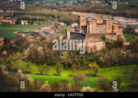 Italien Burg Wahrzeichen der Region Emilia Romagna - Provinz Parma - Burg Torrechiara Stockfoto