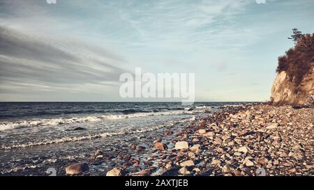 Strand im Wolin-Nationalpark, Farbtonierung angewendet, Polen. Stockfoto