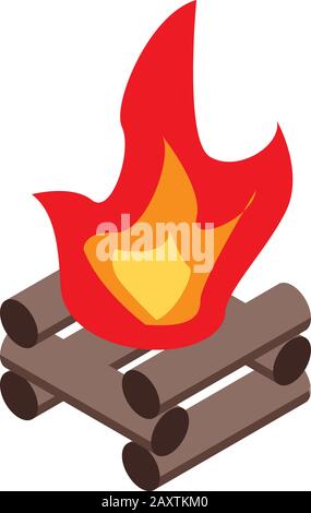 Campfire Icon für Touristen, isometrischer Stil Stock Vektor