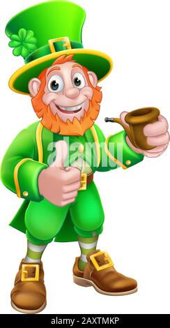Leprechaun St Patricks Day Zeichentrickfigur Stock Vektor