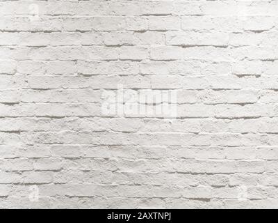 Abstrakter, leerer, verwitterter, weißer Hintergrund aus Ziegelsteinen Stockfoto