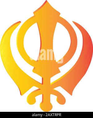 Das Hauptsymbol von Sikhismus - Zeichen Khanda (orange), weißer Hintergrund, isoliert, Vektor Stock Vektor