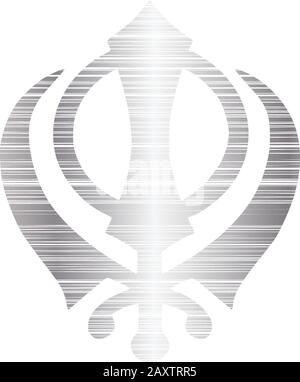 Das Hauptsymbol des Sikhismus - Zeichen Khanda (Silber), weißer Hintergrund, isoliert, Vektor Stock Vektor