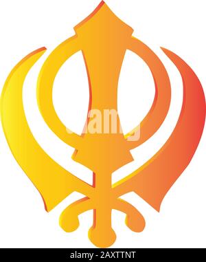 Das Hauptsymbol von Sikhismus - Zeichen Khanda (orange), weißer Hintergrund, isoliert, Vektor Stock Vektor