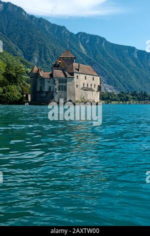 Schweiz Waadt, Waadt, Montreux, Veytaux, Château de Chillon, Schloss, Schloss, Lac Léman, Genfer See, Genfer See, hiver, été, Sommer Stockfoto
