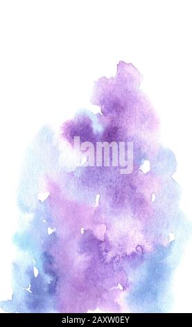 Aquarell abstrakter Hintergrund mit weißem, blauem und violettem Verlauf Stockfoto