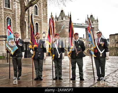 9. Februar 2020 - die Polizeiparade der Royal Military im Tower of London in Anwesenheit des neuen ersten weiblichen Provost Marschalls. Stockfoto