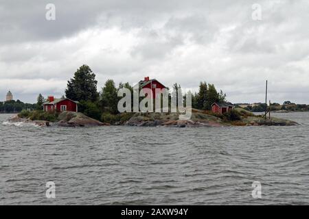 Finnische Inseln in der Bucht von Helsinki Stockfoto