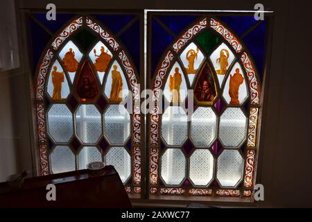 "Die Fenster des Roten Hauses", Bronte Parsonage Museum, Haworth, West Yorkshire Stockfoto