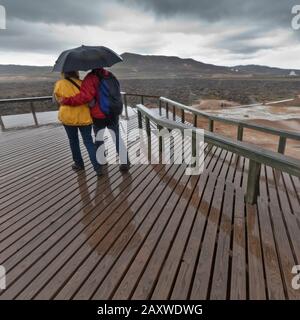 Regengebiet, Erdwärme - Vulkangebiet, Krafla, Nordisland Stockfoto