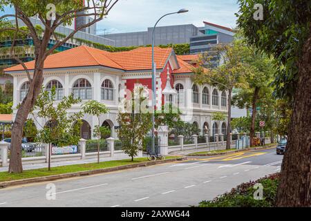 Singapur, Singapur - ca. September 2017: Straßen von Singapur, Singapur. Stockfoto