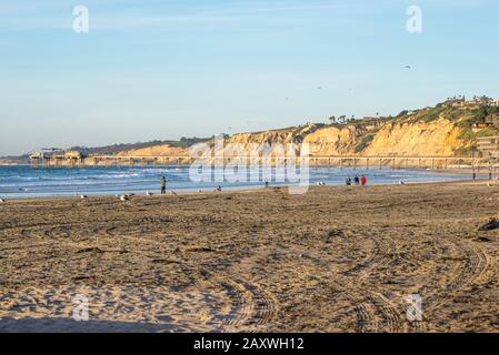 Winterliche Küstenszene am Strand La Jolla Shores. La Jolla, CA, USA. Stockfoto