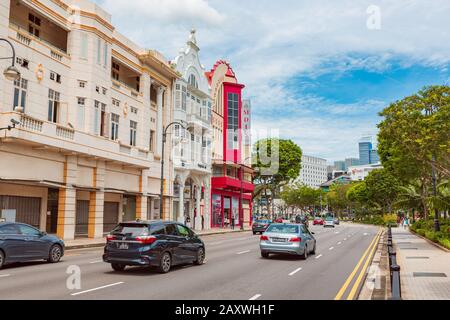 Singapur, Singapur - ca. September 2017: Straßen von Singapur, Singapur. Stockfoto