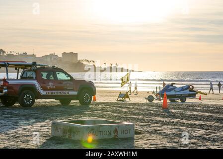 Winterliche Küstenszene am Strand La Jolla Shores. La Jolla, CA, USA. Stockfoto