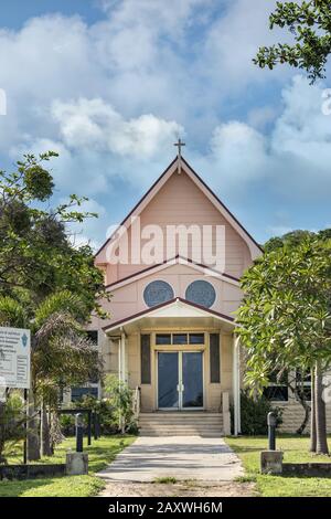 The Our Lady of the Sacred Heart, eine katholische Kirche, die in Thursday Island, Queensland, Australien, aufgestellt wurde. Stockfoto