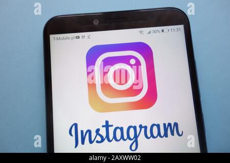 Instagram-Logo wird auf dem Smartphone angezeigt Stockfoto