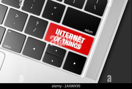 Rote Taste "Internet of Things" auf einer schwarzen Computertastatur, Konzeptbild moderner Technologietrends Stockfoto