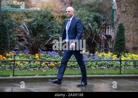 London, Großbritannien. Februar 2020. Sajid Javid erreicht am 13. Februar 2020 die 10 Downing Street in London, Großbritannien. Großbritanniens Schatzkanzler Sajid Javid trat am Donnerstag zurück, als Premierminister Boris Johnson sein Kabinett umstellte. Johnson ernannte den damaligen Chief Secretary to the Treasury Rishi Sunak zum neuen Schatzkanzler. Credit: Ray Tang/Xinhua/Alamy Live News Stockfoto