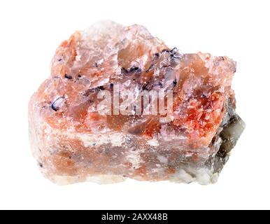Grobes Steinsalz (Halite) auf weißem Hintergrund Stockfoto